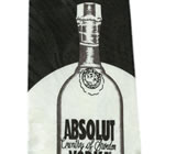 Gravata Tradicional em Poliester Estampado gtp0079 - Garrafa Vodka Absolut Preto